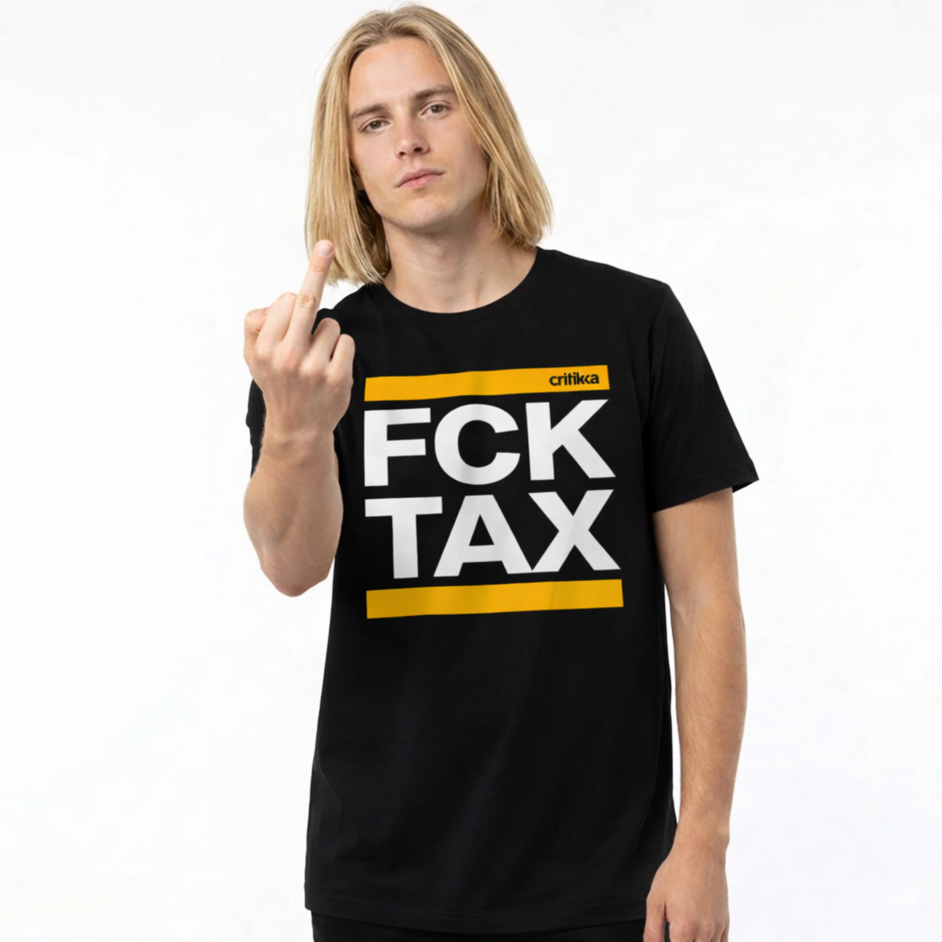 Camiseta manga corta negra - FCK TAX