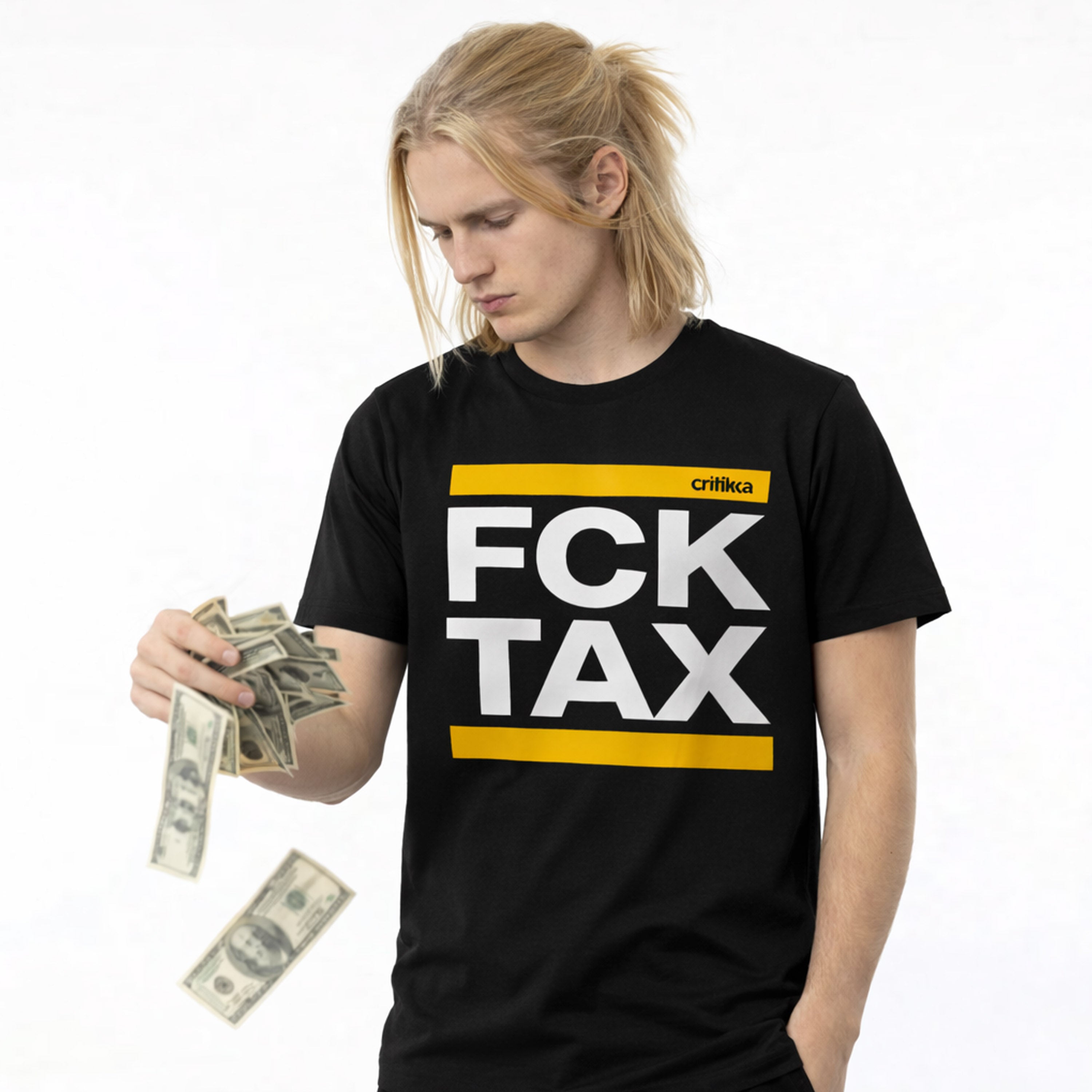 Camiseta manga corta negra - FCK TAX
