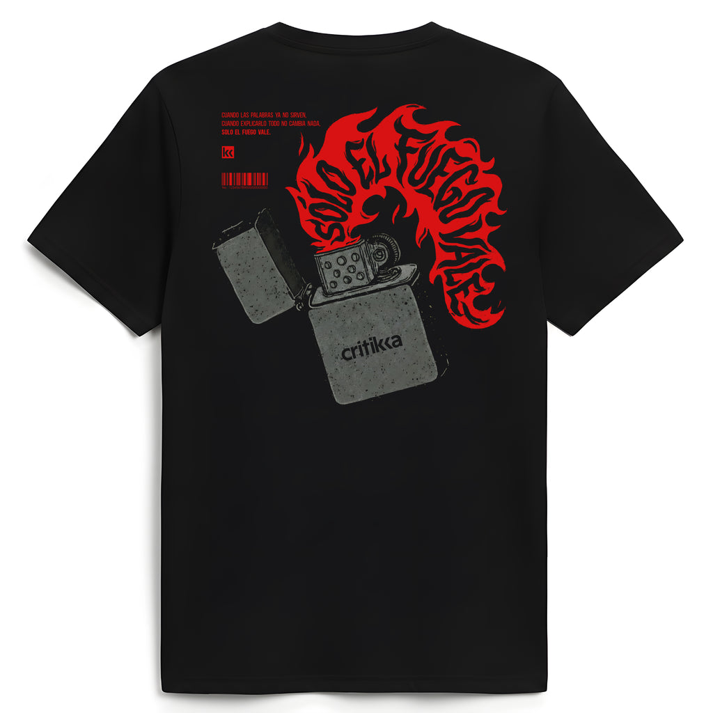 Camiseta manga corta negra - Sólo el Fuego Vale