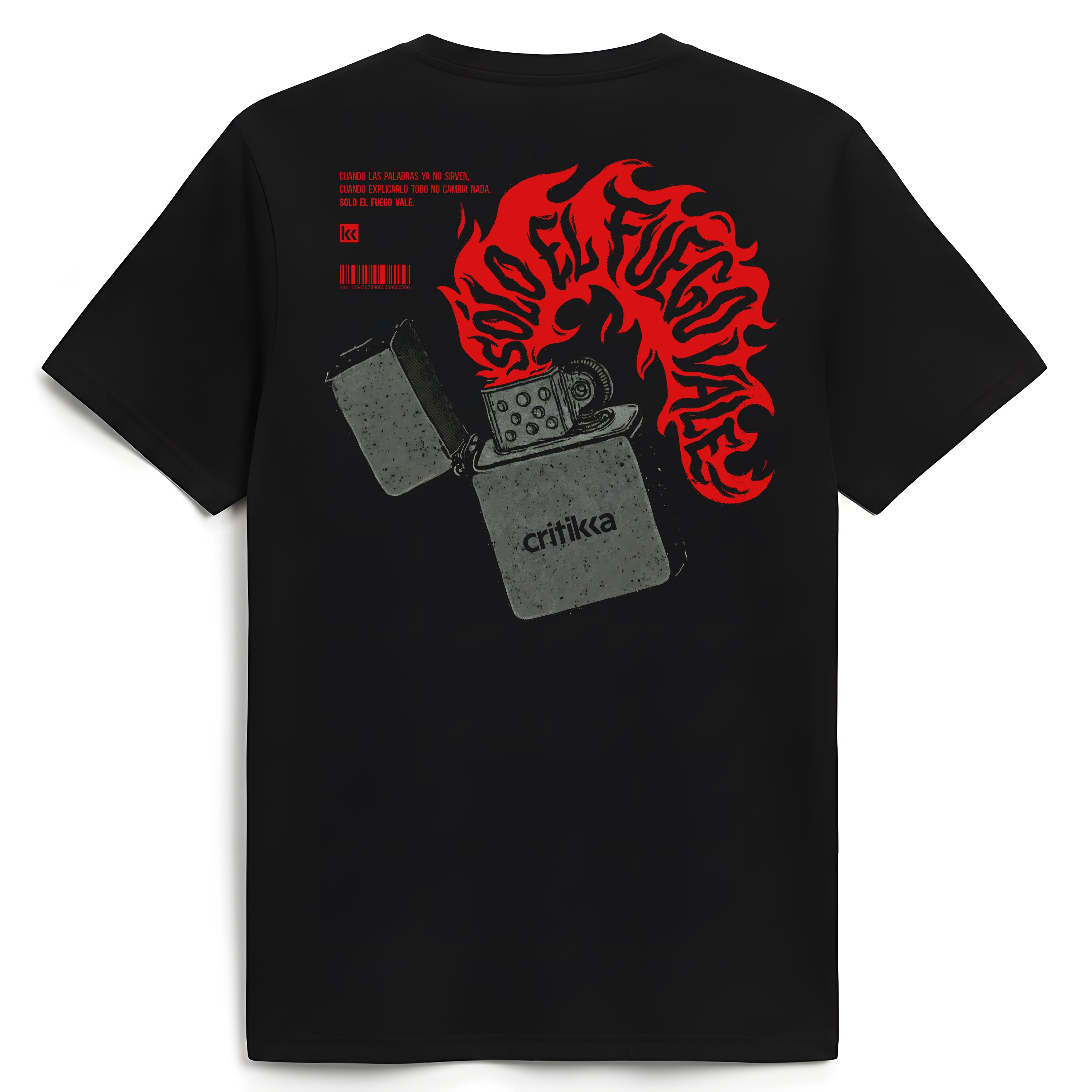 Camiseta manga corta negra - Sólo el Fuego Vale